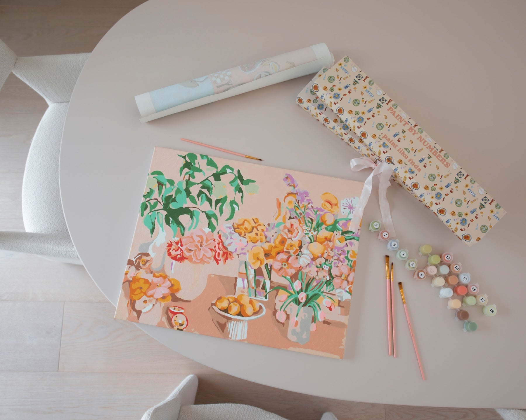 Paint Like Frida Birthday Flowers finished canvas