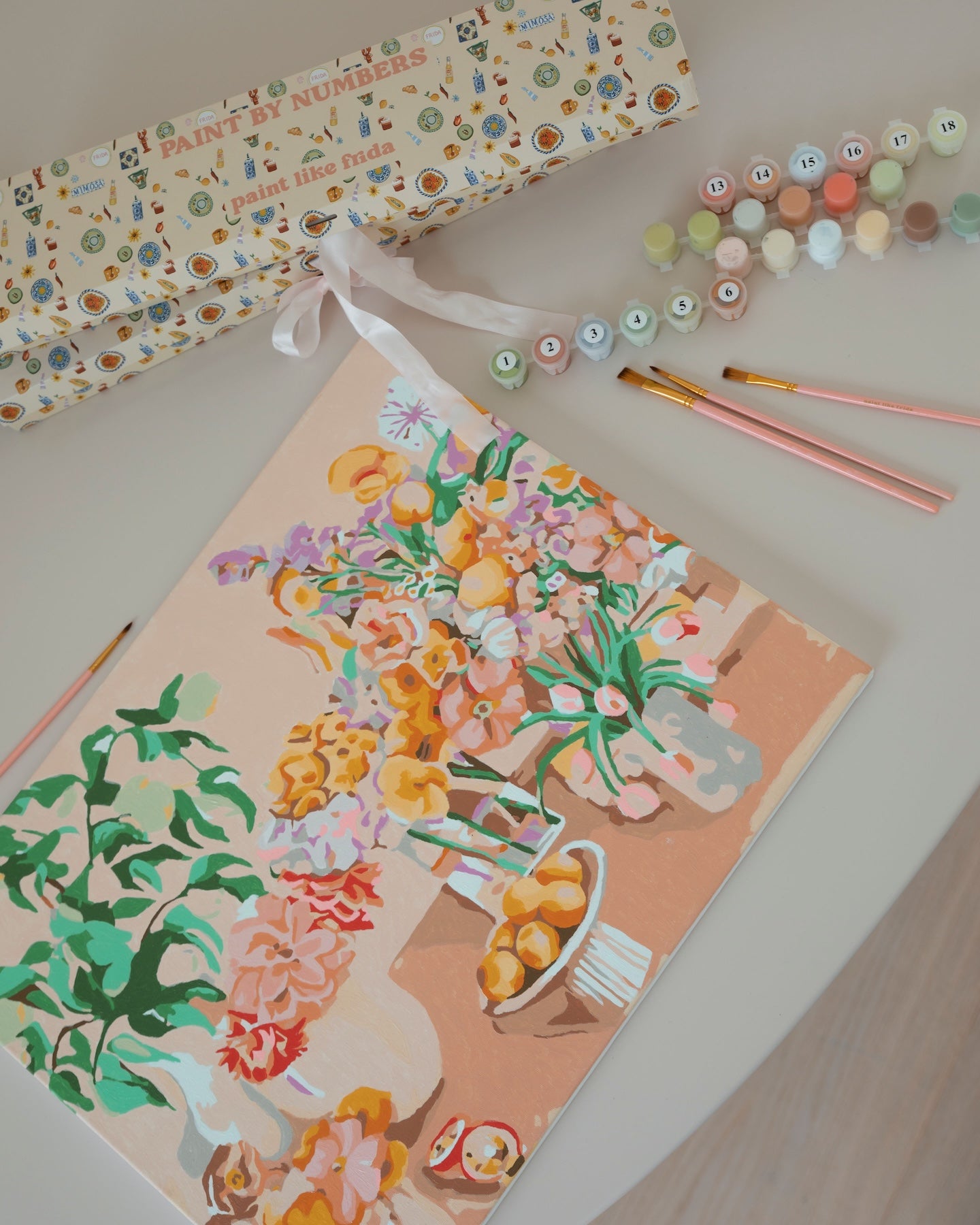 Paint Like Frida Birthday Flowers Big Framed Canvas