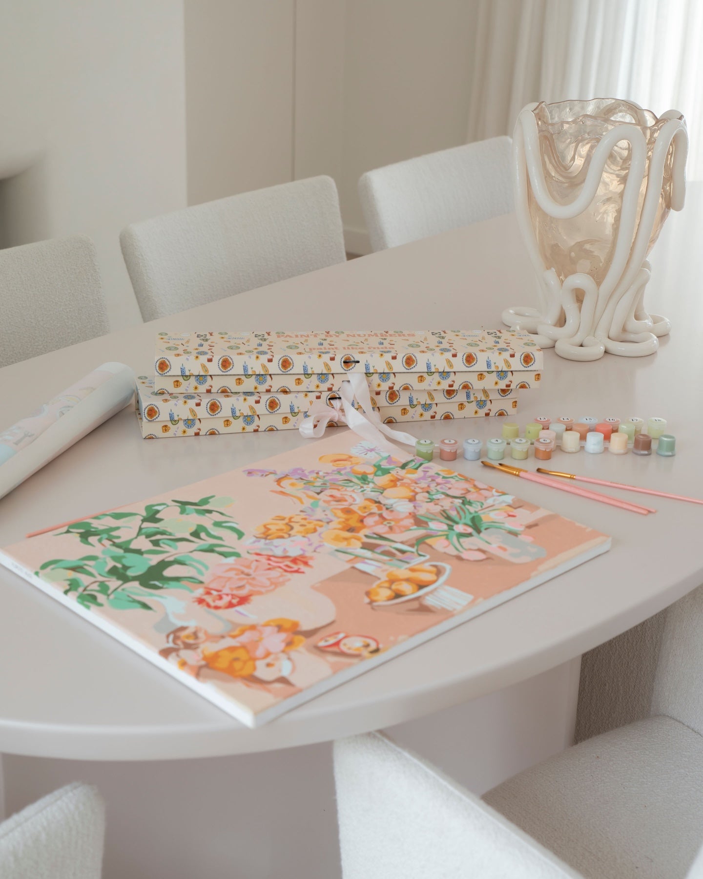 Paint Like Frida's Big Framed Birthday Flowers finished canvas